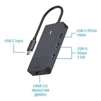 Rapoo USB-C 4in1 Multiport Adapter Zwart - thumbnail