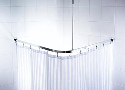 RIDDER hoekdouchegordijnrail met haken universeel chroom 52500