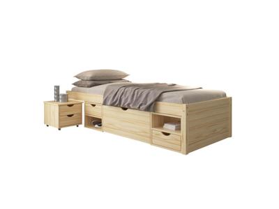 Inter Link Bedframe Claas of Till inclusief 2 nachtkastjes en lattenbodem (Natuur - Claas, 90 x 200 cm)