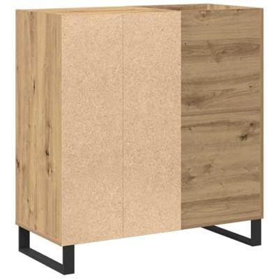 Platenkast artisanaal eikenkleurig 85 x 38 x 89 cm Bewerkt hout