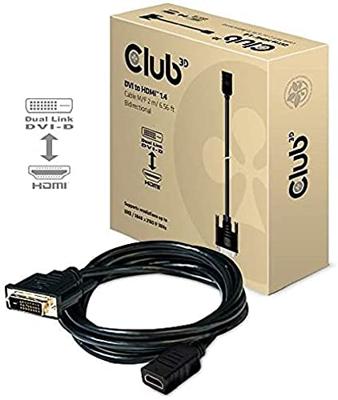 club3D CAC-1211 DVI-kabel DVI / HDMI Adapterkabel DVI-D 24+1-polige stekker, HDMI-A-bus 2.00 m Zwart club3D CAC-1211 DVI-kabel DVI / HDMI Adapterkabel DVI-D 24+1-polige stekker, HDMI-A-bus 2.00 m Zwart