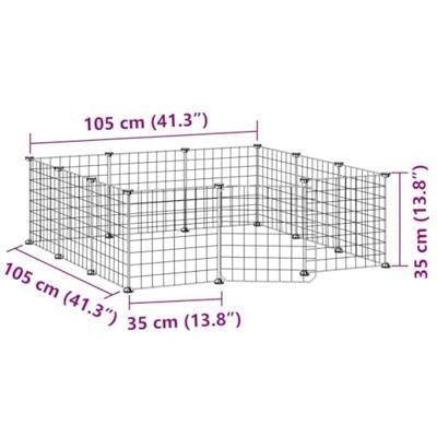 VidaXL Huisdierkooi met 12 panelen en deur, zwart 35x35 cm staal - thumbnail