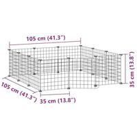 VidaXL Huisdierkooi met 12 panelen en deur, zwart 35x35 cm staal - thumbnail