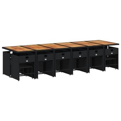 17-delige Tuinset met kussens poly rattan zwart