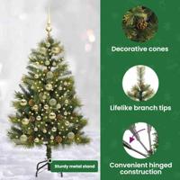 VidaXL Kunstmatige scharnier kerstboom met cones groen 150 cm - thumbnail