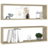 VidaXL Wandschappen kubus 2 st 80x15x26,5 cm bewerkt hout sonoma eiken - thumbnail
