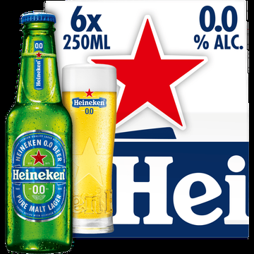 Heineken Premium Pilsener 0.0 Bier Draaidop Fles 6 x 250ml bij Jumbo Heineken Premium Pilsener 0.0 Bier Draaidop Fles 6 x 250ml bij Jumbo