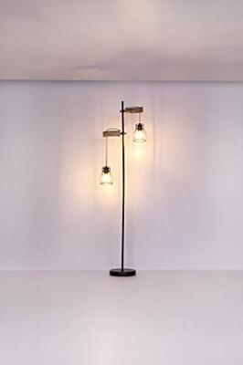 Globo Staande lampMina zwart met hout - 15326-2SN
