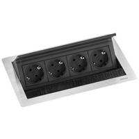 EVOline 159370002700 Inbouwstekkerdoos 4-voudig RVS, Zwart 1 stuk(s) - thumbnail
