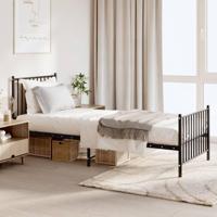 Bedframe met hoofd- en voeteneinde metaal zwart 80x200 cm - thumbnail