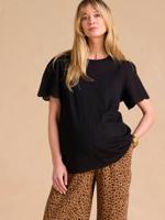 Zwangerschaps-T-shirt met twee stoffen ENVIE DE FRAISE met mouwen van kant zwart - thumbnail