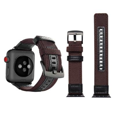 Jeep stijl nylon polshorloge band met roestvrijstalen gesp voor Apple Watch serie 3 & 2 & 1 38mm (bruin)
