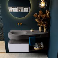 MONDIAZ RIVA 120cm badmeubel onderkast / planchet kleur Cale met 1 lade. Wastafel DULCET links 0 kraangaten kleur Dark_Grey. - thumbnail