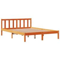 Bedframe met hoofdbord massief grenenhout wasbruin 120x190 cm - thumbnail