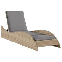 Ligbed met kussen 60x205x73 cm poly rattan beige - thumbnail