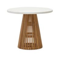 Kave Home Ronde Bistrotafel 'Alcaufar' Cement en Teakhout, 90cm, kleur Wit - thumbnail