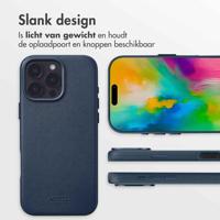 Accezz MagSafe Leather Backcover voor iPhone 16 Pro Max Telefoonhoesje Blauw - thumbnail