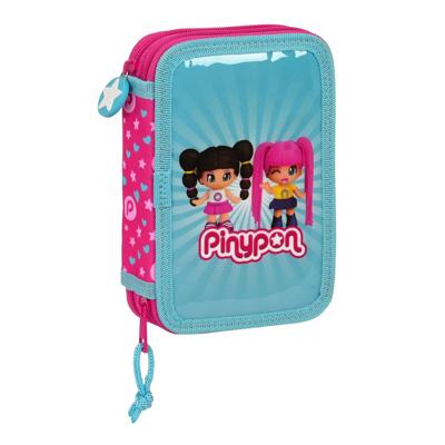 Dubbele etui Pinypon Blauw Roze 12.5 x 19.5 x 4 cm (28 Onderdelen)