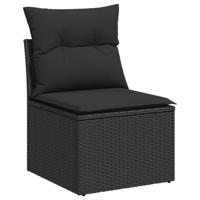 10-delige Loungeset met kussens poly rattan zwart - thumbnail