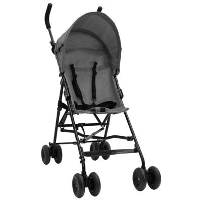 VidaXL Kinderbuggy staal lichtgrijs en zwart