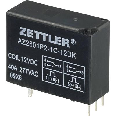 Zettler Electronics AZ2501P2-1C-12DK Printrelais 12 V/DC 50 A 1x wisselcontact 1 stuk(s) Zettler Electronics AZ2501P2-1C-12DK Printrelais 12 V/DC 50 A 1x wisselcontact 1 stuk(s)
