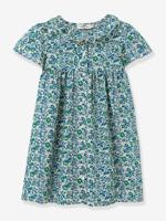 Meisjesjurk van Liberty® CYRILLUS-stof groen, bedrukt - thumbnail
