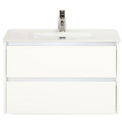 Dante Badmeubelset 80 cm - Wit Hoogglans - Keramische Wastafel Wit Cover