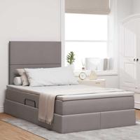 Bed met LED -striplichten met opslag Taupe 120 x 200 cm Stof - thumbnail