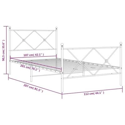 Bedframe met hoofd- en voeteneinde metaal wit 107x203 cm Bedframe met hoofd- en voeteneinde metaal wit 107x203 cm
