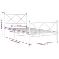 Bedframe met hoofd- en voeteneinde metaal wit 107x203 cm - thumbnail
