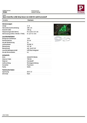 Paulmann 70563 LED-strip Met connector (male) 5 V 1 m Groen Piece 1 stuk(s)