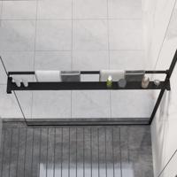 VidaXL Doucheschap voor inloopdouchewand 100 cm aluminium zwart - thumbnail