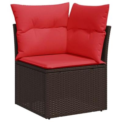 7-delige Loungeset met kussens poly rattan acacia zwart