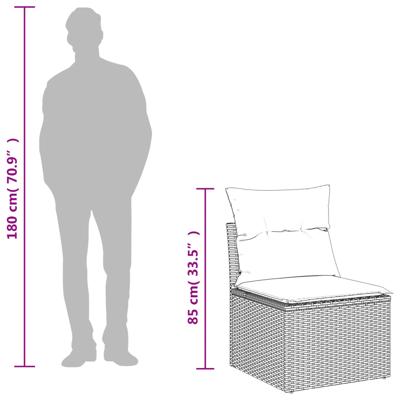 5-delige Loungeset met kussens poly rattan grijs - thumbnail