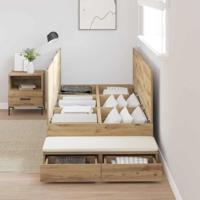 Opbergbedframe met lade Artisan Eiken 100 cm Bewerkt hout - thumbnail