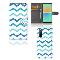 Sony Xperia 10 IV | Telefoon Hoesje | Zigzag Blauw - thumbnail