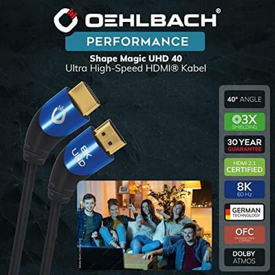 Oehlbach D1C42533 HDMI-kabel HDMI Aansluitkabel HDMI-A-stekker, HDMI-A-stekker 3.00 m Zwart 8K UHD, Afgeschermd (drievoudig)