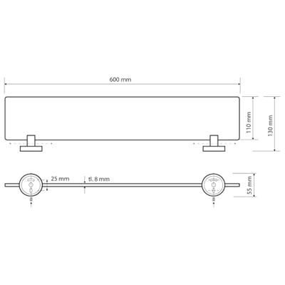 Glazen Planchet Sapho X-Round 60x5.5 cm Chroom Glazen Planchet Sapho X-Round 60x5.5 cm Chroom