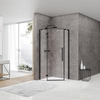 Douchecabine Van Rijn ST05 Vijfhoek 100x200 cm 8 mm Helder Glas Aluminium Zwart van Rijn - thumbnail
