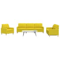 3-delige Loungeset stof lichtgeel - thumbnail