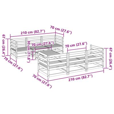 7-delige Loungeset massief grenenhout