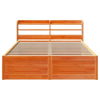 Bedframe met hoofdbord massief grenenhout wasbruin 120x200 cm