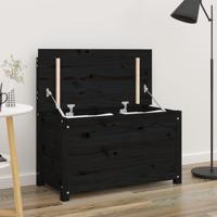 Bankje 80x41x77 cm massief grenenhout zwart - thumbnail