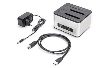 Digitus DA-71540-2 basisstation voor opslagstations USB 3.2 Gen 1 (3.1 Gen 1) Type-B Zwart, Wit