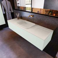 Badkamermeubelset Mondiaz Erin 150 cm met 1 Lade met RIDGE Wastafel Midden Linen Zonder Kraangaten Greeploos Mat Greey - thumbnail