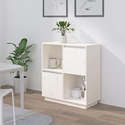 Dressoir 74x35x80 cm massief grenenhout wit