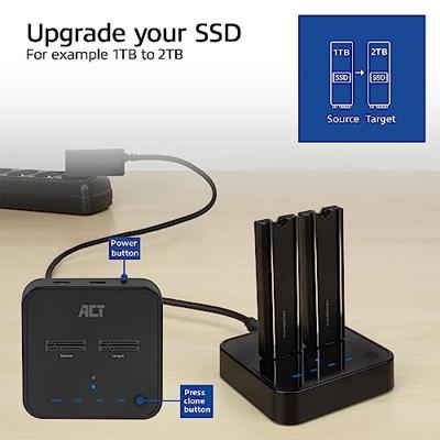 ACT Connectivity M.2 NVMe/PCIe dual SSD docking clone station, USB-C 3.2 Gen2 dockingstation - thumbnail