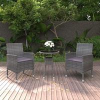 3-delige Tuinset poly rattan grijs - thumbnail