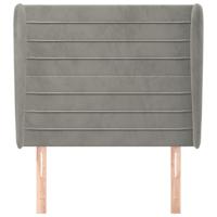 Hoofdbord met randen 83x23x118/128 cm fluweel lichtgrijs - thumbnail