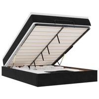 Ottoman bed met matras 140x190cm fluweel zwart - thumbnail